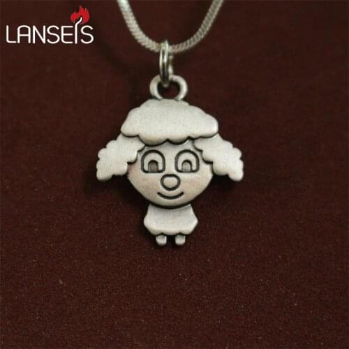 Lanseis 20pcs wholesale Cute Cartoon samll sheep pendants for women necklace Animal jewelry Simple necklace gift for friend