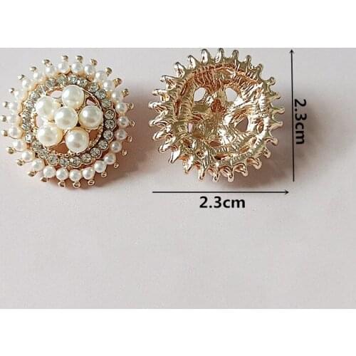 10 PCS 23mm Metal Alloy Crystal Imitation Pearl Flowers Connectors For Earrings Necklace Hair Accessories DIY Jewelry Making