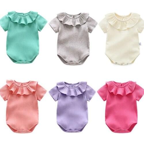 Kaiya Angel Cute New Born Baby Girl Summer Organic Clothes Multi-color Ribbed Onesie Baby Items Soft Baby Infant Wear Rompers