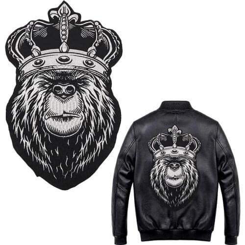 Embroidery Fashion Cool Big Large Crown Orangutan Flowers Patch Applique Badge Clothes Patch, Iron on Patches for Clothes
