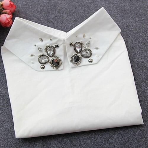 New women collar chiffon decorative false shirt pearl cotton collier Female Blouse Fake Collar White Doll Lace