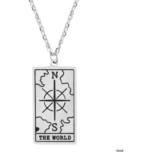 Stainless Steel Necklace Astrology Divination Amulet Fortune Star Moon Sun Heart World Pendant Chain Necklace