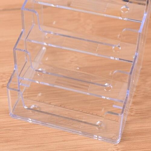 Clear Desktop Office Counter Acrylic Business Card Holder Stand Display Fit For Office School Four Pockets Stationery Holder