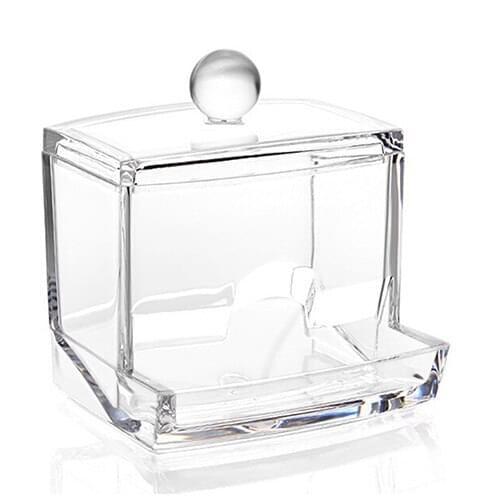 Clear Useful Cotton Swab Q-Tip Storage Box Holder Cosmetic Makeup Case Tidy Tool