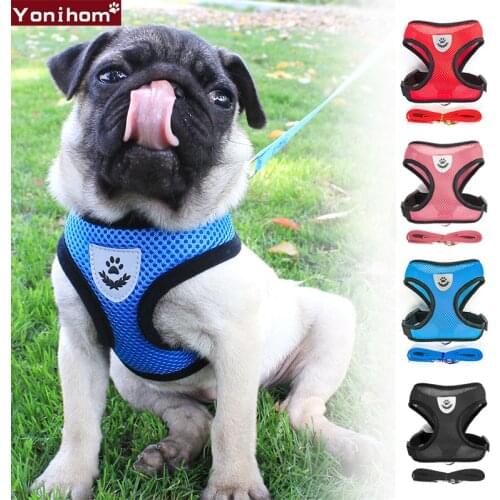 Dog Cat Harness Collar Pet Adjustable Reflective Vest Walking Lead Leash for Puppy Polyester Mesh Harness for Small Medium Dog