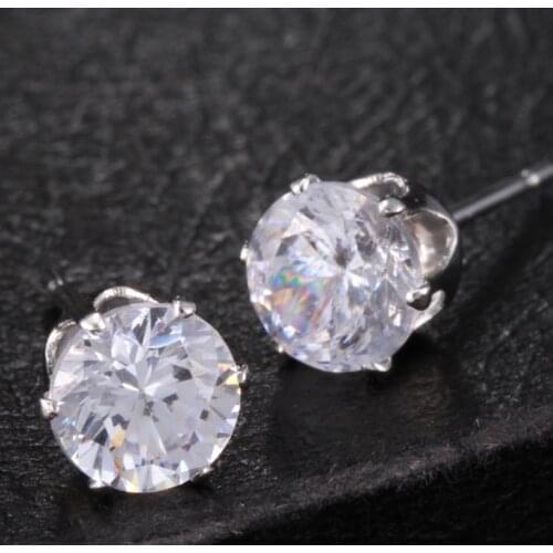 Six Claws 6mm Zircon Earrings Stud For Women Ear Jewelry Silvery Golden Small Crystal Ear Stud Ladies Mens Wedding Earrings
