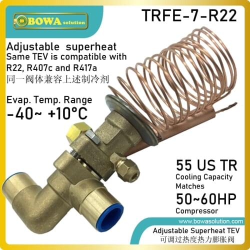 55TR R22 thermostatic expansion valves are great choice for 2 semi-hermetic screw compressors cascade freezer equipments