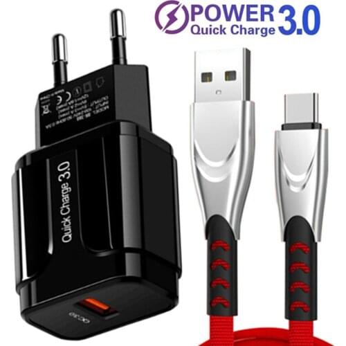 18W USB Charger Quick Charge 3.0 Type C Cable Fast Charging for Huawei P40 Honor 10X lite Charger with QC 4.0 3.0 Phone Charger