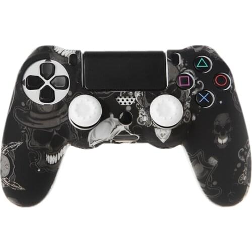Gamepad Controller Silicone Sleeve Guard Protective Cover + 2 Grip Caps For PS4