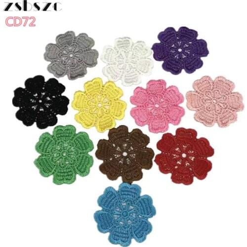 Zsbszc CD72 Embroidery Colorful flower patches lace applique collar wedding dress formal dress accessories fabric 5CM*5CM 10pcs