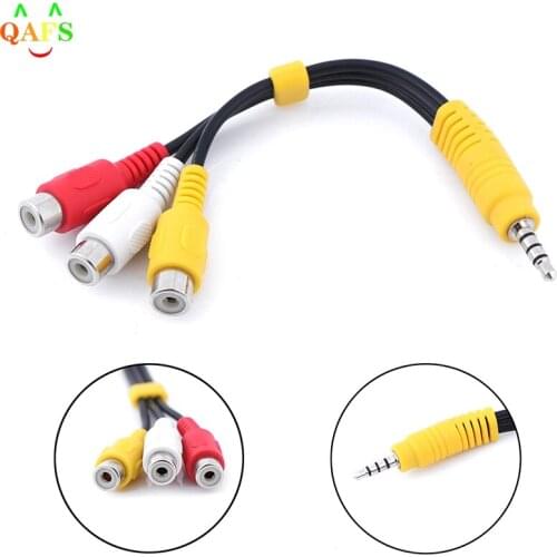 1pcs 3.5mm Aux Male Stereo to 3 RCA Female Audio Video AV Adapter Cable for High-Performance Video and Audio Playback