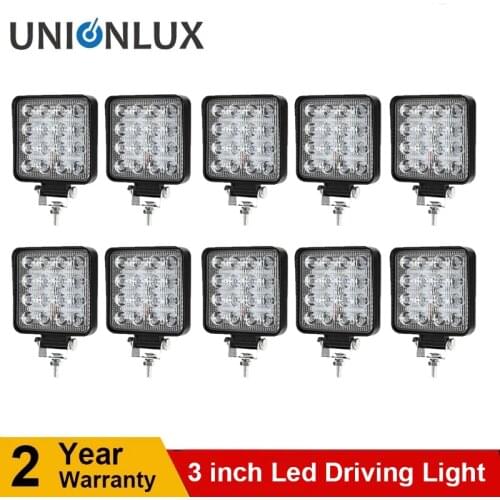 10pcs 48W LED Work Light Bar Spot Beam Car SUV Off-Road Driving Fog Lamp 12V 24V 3inch Working Light For Turck 4x4 Boats