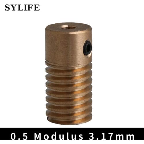 20x9.8x3.17mm Yellow Brass 0.5 Modulus 3.17mm Hole Diameter Worm Gear Wheel Shaft for Gear Wheel Driving Industrial Accessory