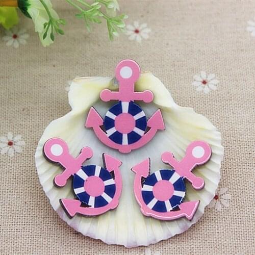 29*34MM 10PCS Cute Planar Resin Pink Anchor Flatback Embellishment Accessories DIY Scrapbooking Craft Making