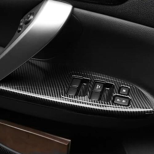 JEAZEA 4pcs ABS Fiber Window Switch Control Panel Trim Bezel Fit For Mitsubishi Eclipse Cross 2018 2019 Car Accessories