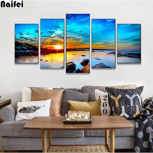 5d Diy Diamond Painting Modern Blue Sky Sunset Painting Wall Art Full Drill Cross Stitch Embroidery Rhinestone Mosaic Home Decor