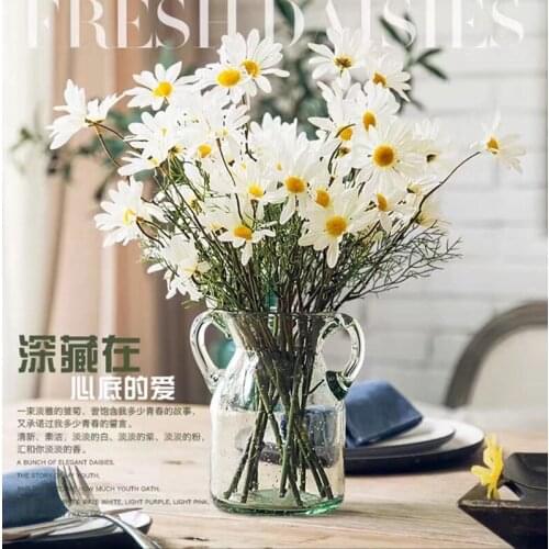 6pcs/lot Ins Five Heads Dutch Chrysanthemum Simulation Small Daisy Photographic Projects Desk Vase Flowers Home Party Decoration