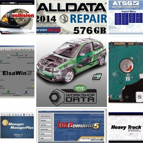 ALLDATA and mit//chell software 2020 alldata 10.53 auto repair test software mit//chell OD5 all data heavy truck Vivid 1tb hdd