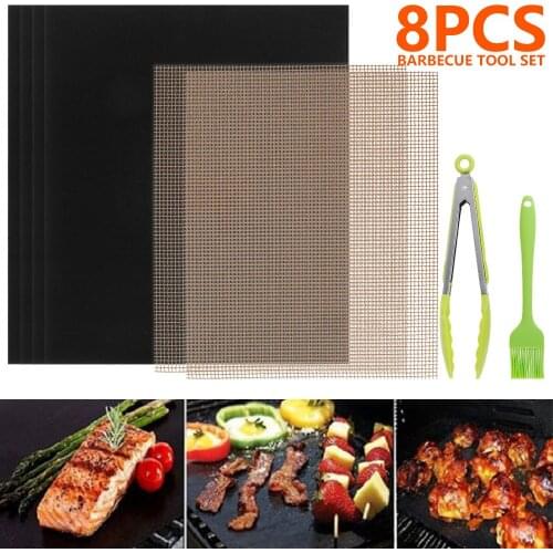 Non-stick BBQ Grill Mat BBQ Grill Mat Baking Sheet Pad Reusable Cooking Liner Tongs Silicone Brush Easily Cleaned Barbecue Tools
