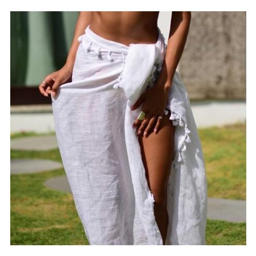 Tassel white beach wear Saida de beach cover-ups Chiffon kaftan Sexy swimwear cover up women bathers Sarong beachwear
