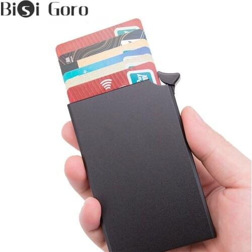 BISI GORO New RFID Anti-theft Credit Card Holder Thin ID Card Case Unisex Pop Up Solid Metal Business Mini Bank ID Card Holders