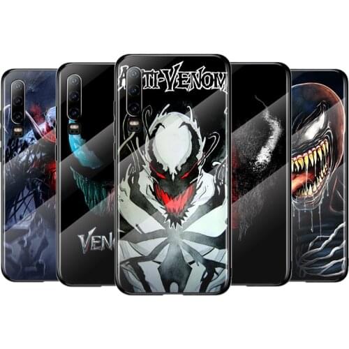 Marvel Venom For Huawei P40 P30 P20 P10 Pro Plus Lite 5G 2019 Tempered Glass Cover Shell Luxury Phone Case