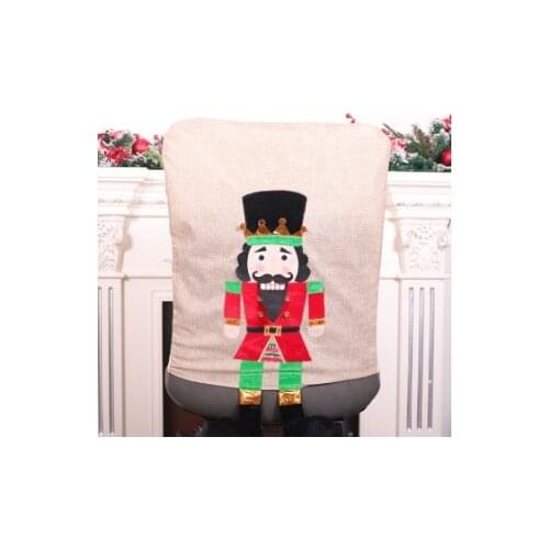 Hot Sale Christmas Chair Covers Classic Nutcracker Soldiers Dining Chair Slipcovers for Home Party