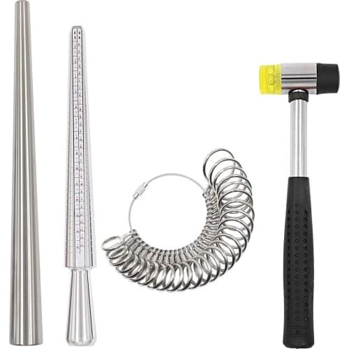 Ring Sizer Metal Gauge Stick Jewelry Measuring Tools/25cm Hammer/Finger Size 27 pcs Loop