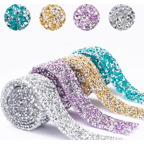Crystal Rhinestone Ribbon 2 Sizes Diamond Sparkling Bling Ribbons Banding Belt Wrap for Wedding Cakes Birthday Crafts Decoration