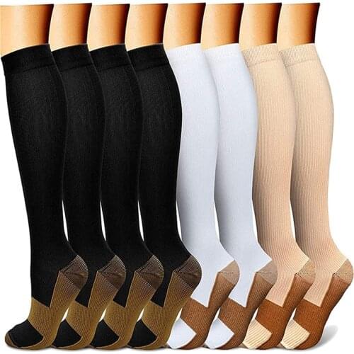 Copper Compression Socks Women Knee High Anti Fatigue Pain Relief Men Stockings 20-30 MmHg for Running Athletic Pregnancy XXL