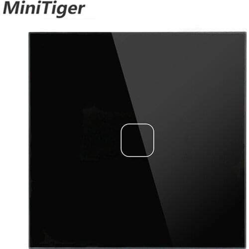 MiniTiger 1 Gang 1 Way Wall Touch Switch, White Crystal Glass Switch Panel, EU/UK Standard, 220-250V