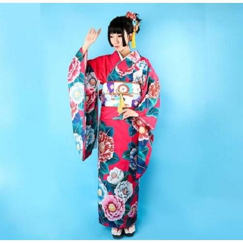 Fashion National Trends Women Sexy Kimono Yukata With Obi Novelty Evening Dress Japanese Cosplay Costume Floral One Size FF2332