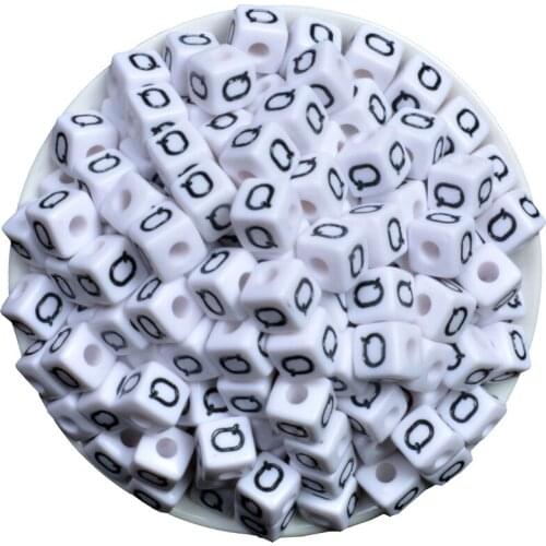 Fashion 10mm 50PCs White Color Acrylic Single Letter Q And A-Z Mixed Square Beads Spacer Beads For Jewelry Making