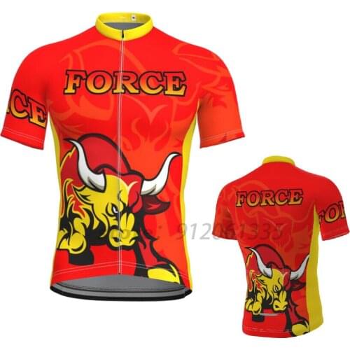 Force Mens Short Sleeve Cycling Jersey Red Cycling Clothes Bicycle Cycling Top Bike Top Road Wear