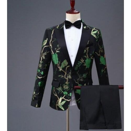 Singer stage suits for men blazer boys prom mariage suits fashion slim masculino latest coat pant designs chorus groom clothes