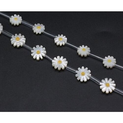 Natural sea shell mother-of-pearl sun flower-shaped loosely spaced beads jewelry DIY bracelet necklace accessories making12mm