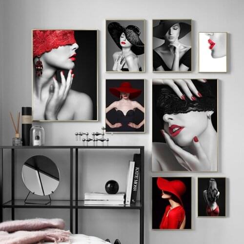 Sexy Lips Fashion Girl Canvas Art Posters and Prints Scandinavian Painting Wall Picture for Living Room Modern Home Decoration