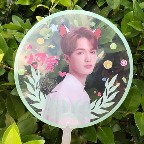 50pcs Round shape Plastic fan Transparent Customized Hand Fan Logo printing picture clear hand fans DIY Wedding Favors