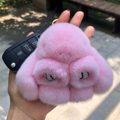 Fluffy Mini Rex Rabbit fur keychain 10CM Cute Soft Bunny For Women Trinket Bag Charms Toy Car Key Pendant Key Ring Jewelry Gift