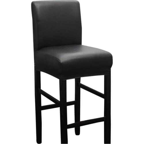 Stretch Fit Chair Covers Slipcovers Short Back Stool Seat Bar Pub Black