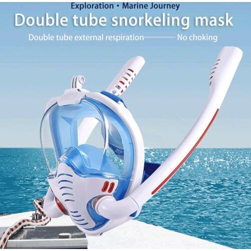 Double Breath Tube Silicone Full Dry Diving Mask Anti Fog Snorkeling Masks Scuba Adult Underwater Swimming Mask Goggles Snorkel