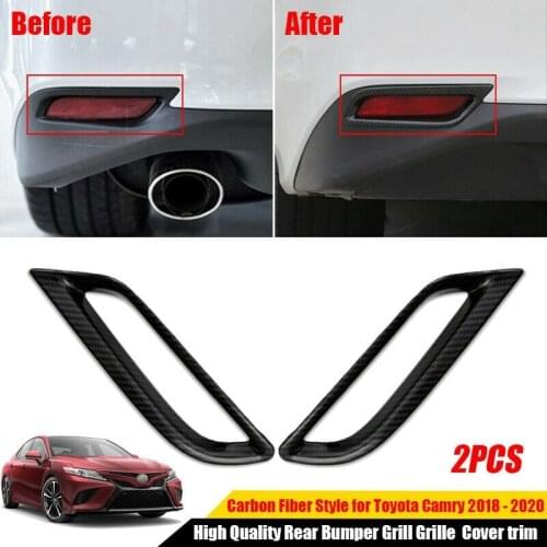 Carbon Fiber Style Rear Bumper Grill Grille Cover for TOYOTA CAMRY 2018-2021 L/LE/XLE