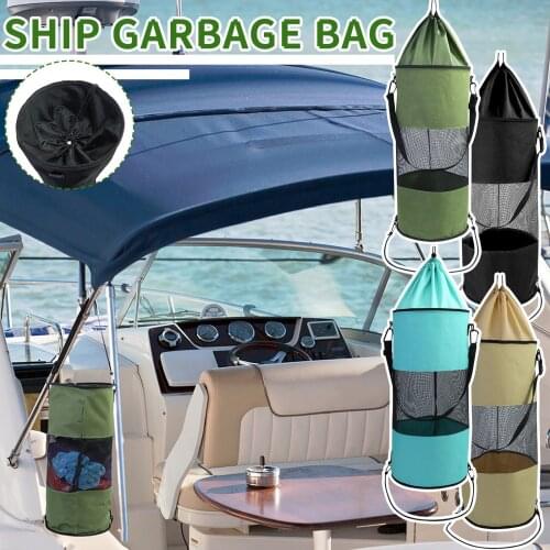 Boat Trash Bag Portable Outdoor Mesh Trash Bag With Drawstring Breathable Storage Bag Household Cleaning Container Accessories