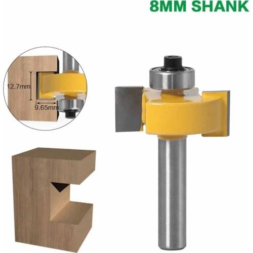 1Pcs 8mm Shank Ball T-Blade Router Bits for Wood Slotted Woodworking Tool Endmill With Bearing Milling Cutter Corner Bit