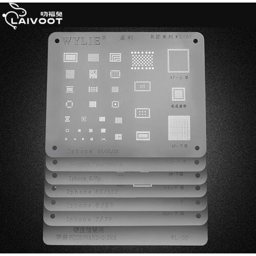 WYLIE BGA STENCIL Planting Tin Net For iphone 6/6P/6SP/7P/8P/XR/MAX/IP11/IP12 A8-A14 CPU Multi-PURPOSE Stencil Solder Template