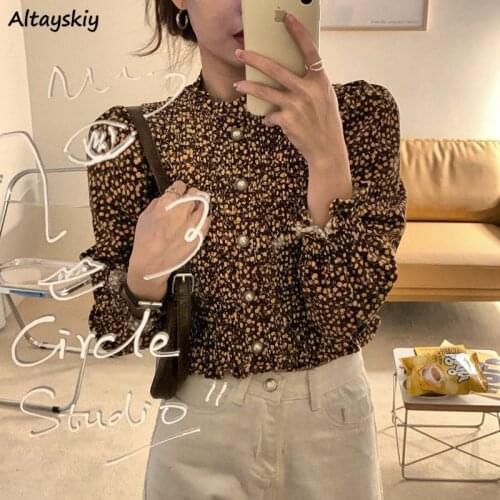 Floral Shirts Women Y2k Corduroy Casual Crop Top All-match Daily Fashion Elegant Vintage Design Summer New Leisure Chic Camisa