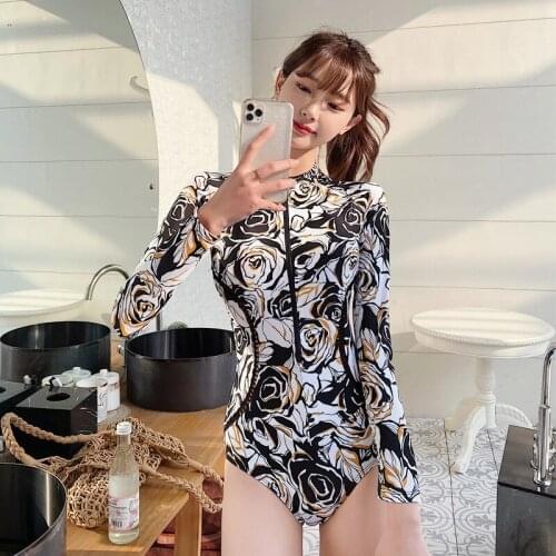 Long Sleeve Bikini Windsurf Rashguard Female For Fitness Swimsuit Swimwear Women Swimming Zipper Striped Surf Suit