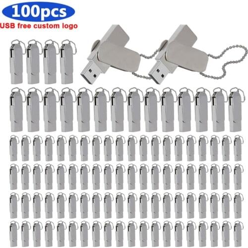 100pcs/lot free logo metal usb 2.0 flash drive 4gb 8gb 16gb 32gb 64gb 128gb memory stick pendrive waterproof flash usb pen drive