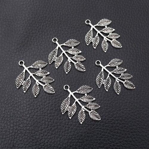 12pcs/lot Silver Plated Leaf Charm Metal Pendants DIY Necklaces Bracelets Jewelry Handicraft Accessories 34*28mm P149