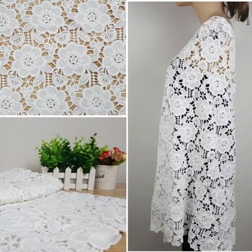 2yards 2018 Latest Nigerian Lace Fabrics White African Cord Lace Fabrics High Quality Guipure French Lace Milk Silk Material